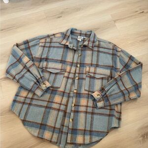 Ford shacket Plaid Shirt - Blue and Tan